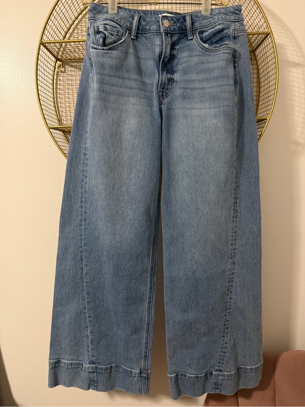 Altar'd State Wide Leg Jeans Light Wash Front Seam Cuff 28 Like New